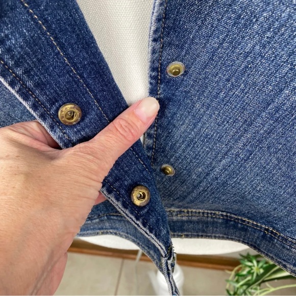 Plus Size 1X Jean Jacket Vintage Bling Zippers Crest Jeans - Picture 5 of 12